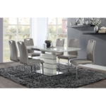 Picture of 55.25" - 70.75" Extendable Bright high gloss white, gray-taupe and chrome Dining Table