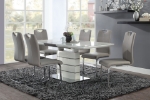 Picture of 55.25" - 70.75" Extendable Bright high gloss white, gray-taupe and chrome Dining Table