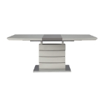 Picture of 55.25" - 70.75" Extendable Bright high gloss white, gray-taupe and chrome Dining Table