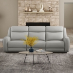 Picture of Genuine Leather Reclining Beige Sofa, Loveseat and Recliner