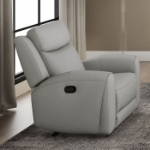 Picture of Genuine Leather Reclining Beige Sofa, Loveseat and Recliner