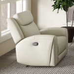 Picture of Genuine Leather Reclining Beige Sofa, Loveseat and Recliner