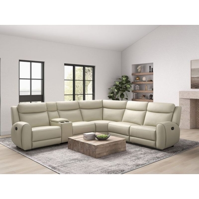 Picture of Genuine Leather Beige Sectional