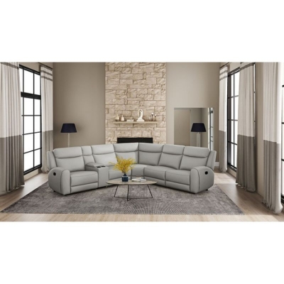 Picture of Genuine Leather Grey Sectional