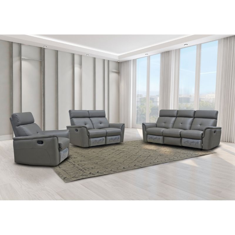 Picture of Top grain Genuine Leather Manual Recliner Sofa, Loveseat and Chair