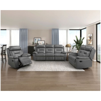 Picture of Genuine Leather Reclining Sofa, Love Seat and Chair