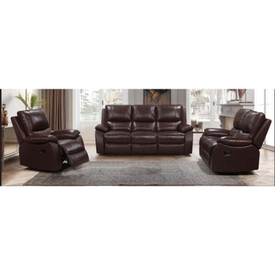 Picture of Genuine Leather Reclining Sofa, Loveseat and Chair