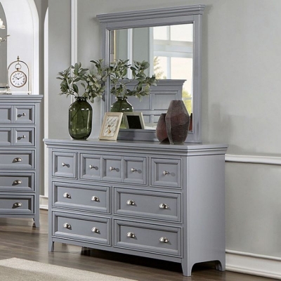 Picture of Grey and White Dresser and Mirror
