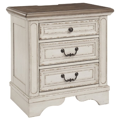 Picture of Chipped White Three Drawer Night Stand