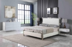 Picture of White PU Upholstered King Bed