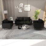 Picture of 3-Seater Leather Sofa With Stainless Steel Legs And Removable Cushions