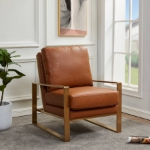 Picture of Armchair With Upholstered And Gold/Silver Metal Frame