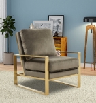 Picture of Velvet Armchair With Upholstered And Gold Metal Frame