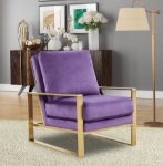 Picture of Velvet Armchair With Upholstered And Gold Metal Frame