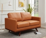 Picture of Wood Base Leather Loveseat