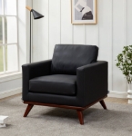 Picture of Leather Accent Arm Chair With Birch Wood Base