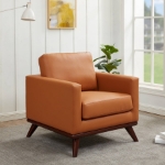 Picture of Leather Accent Arm Chair With Birch Wood Base