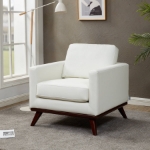 Picture of Leather Accent Arm Chair With Birch Wood Base