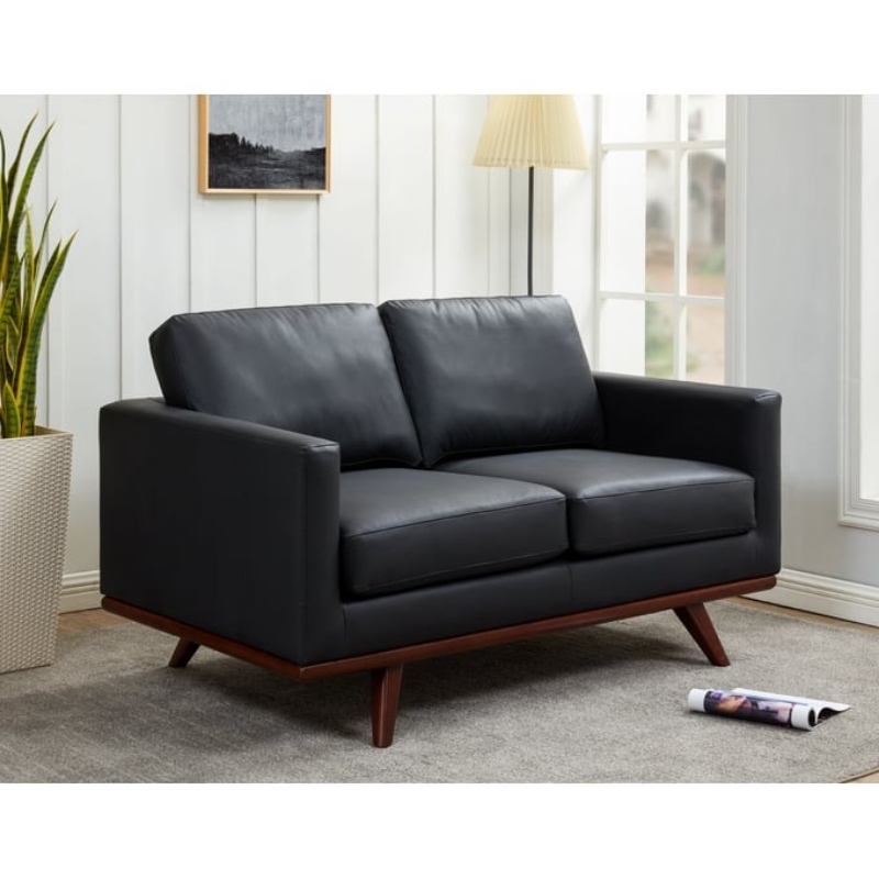 Picture of Wood Base Leather Loveseat