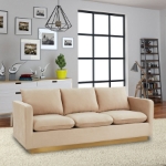 Picture of Gold Base Upholstered Velvet Full Size Sofa