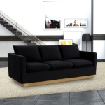 Picture of Gold Base Upholstered Velvet Full Size Sofa