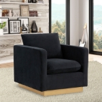 Picture of Modern Mid-Century Upholstered Velvet Accent Chair With Gold Base