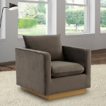 Picture of Modern Mid-Century Upholstered Velvet Accent Chair With Gold Base