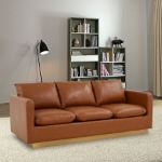 Picture of Gold Base Upholstered Leather Full Size Sofa