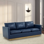 Picture of Gold Base Upholstered Leather Full Size Sofa