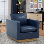 Picture of Modern Mid-Century Upholstered Leather Accent Chair With Gold Base