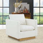 Picture of Modern Mid-Century Upholstered Leather Accent Chair With Gold Base