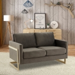 Picture of Upholstered Velvet Loveseat With Gold Frame