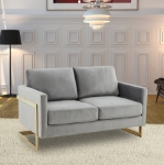 Picture of Upholstered Velvet Loveseat With Gold Frame