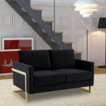 Picture of Upholstered Velvet Loveseat With Gold Frame