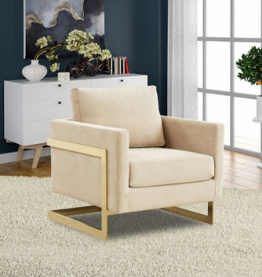 Picture of Modern Upholstered Accent Armchair With Gold Metal Frame