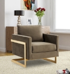 Picture of Modern Upholstered Accent Armchair With Gold Metal Frame