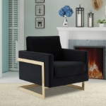 Picture of Modern Upholstered Accent Armchair With Gold Metal Frame