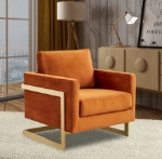 Picture of Modern Upholstered Accent Armchair With Gold Metal Frame