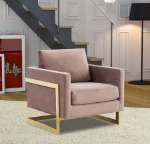 Picture of Modern Upholstered Accent Armchair With Gold Metal Frame