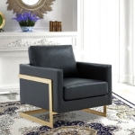 Picture of Leather modern Upholstered Accent Armchair With Gold/Black Metal Frame