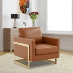 Picture of Leather modern Upholstered Accent Armchair With Gold/Black Metal Frame