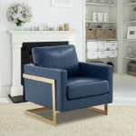 Picture of Leather modern Upholstered Accent Armchair With Gold/Black Metal Frame