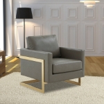 Picture of Leather modern Upholstered Accent Armchair With Gold/Black Metal Frame