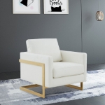 Picture of Leather modern Upholstered Accent Armchair With Gold/Black Metal Frame