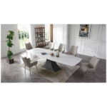 Picture of 83/123" solid  Matte white marble Extensions Dining Table