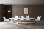 Picture of 83-123" Extendable White/Grey Marble Dining Table