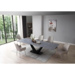 Picture of 83/123" Extendable Light Grey Dining Table