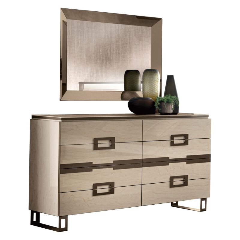 Picture of Wood veneer High Gloss Lacquer Dresser and Mirror