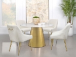 Picture of Round 50-inch Marble Top Dining Table Brushed Gold