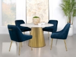 Picture of Round 50-inch Marble Top Dining Table Brushed Gold